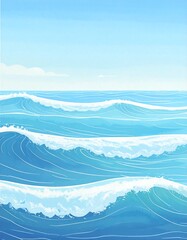 Calm ocean waves under a clear sky