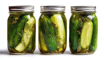 Three jars of pickled cucumbers