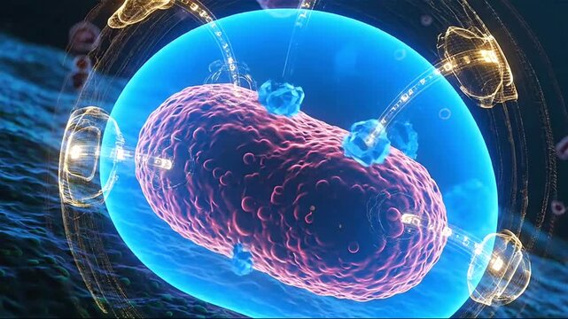 AI Antibiotics Neutralize Superbug, Macro Medical Visualization