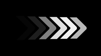 Row of Gray and White Arrows Pointing Right with Gradient Effect on Black Background direction forward