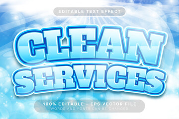 Clean Laundry Services 3D Text Effect Editable Typography Design For Cleaning And Washing Service