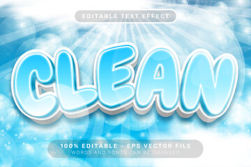 Clean Laundry 3D Text Effect Editable Typography Design For Cleaning And Washing Service