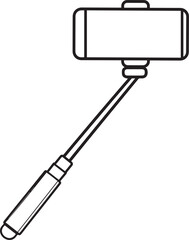 Elegant Selfie Stick Icon Silhouette Black Vector Symbol for Smartphone Photography