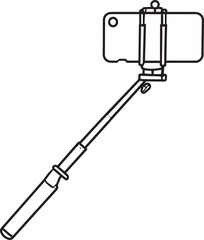 Elegant Selfie Stick Icon Silhouette Black Vector Symbol for Smartphone Photography