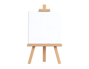 Blank White Canvas on Wooden Easel Isolated on Black Background - Empty Art Board for Painting, Presentation, or Mockup Design
