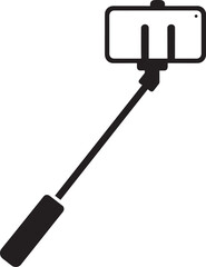 Elegant Selfie Stick Icon Silhouette Black Vector Symbol for Smartphone Photography
