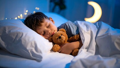 Child sleeping peacefully in bed