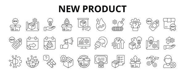 30 New Product Line Icons Vector - Innovation, Trendy, Groundbreaking, Revolution, Upcoming, Modernization, Unexplored, Product Life Cycle