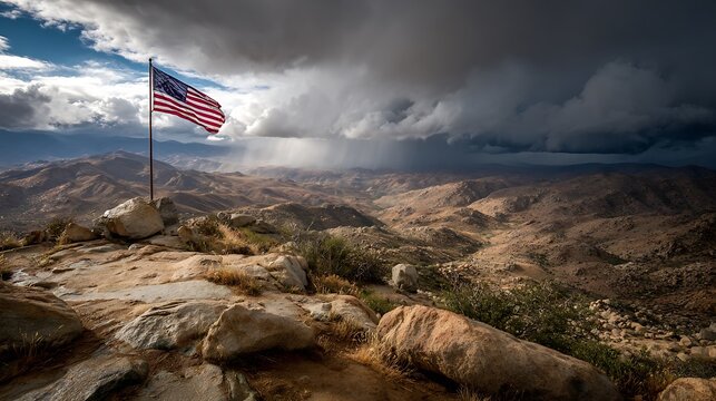 american flag on the beach