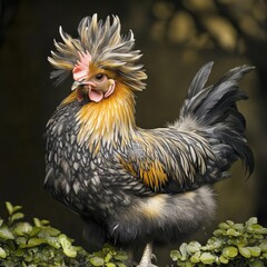 Proud rooster with vibrant plumage