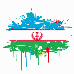Flag of Brunei with abstract paint splatters and drips on a white background brunei flag southeast asia