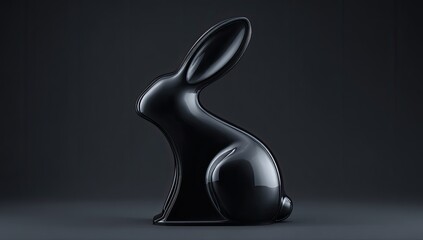 Glossy black Easter rabbit figurine