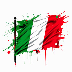 Italian Flag Splatter Paint Grunge Style on White Background Italy flag of Italy