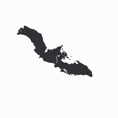 Dark Silhouette Map Of A Long Island Chain On White Background archipelago