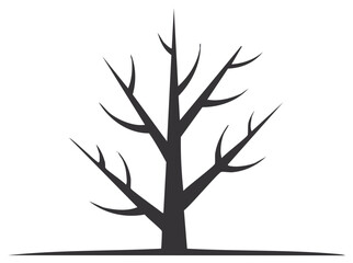 Obraz premium Silhouette of bare tree with branches against a white background