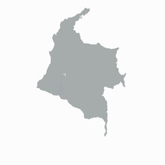 Silhouette map of Colombia with a small white marker indicating a location outline country