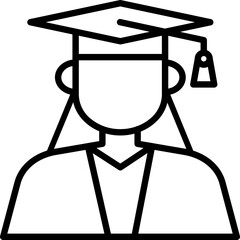 Black female graduate icon - outline