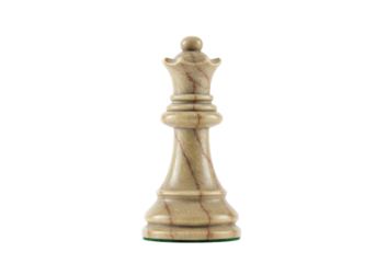 Isolated Chess Queen Piece, Sandstone-Colored Finish, Classic Design on Neutral Backdrop