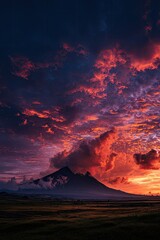 Dramatic sunset over a mountain