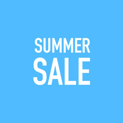 Fototapeta premium Summer sale promotional banner with bold white typography on blue background for seasonal shopping discount campaign advertisement