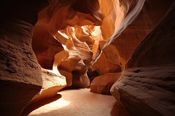 Sunlight streams through a narrow sandstone canyon (2)