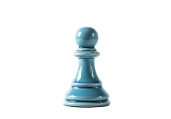 Isolated Light Blue Pawn Chess Piece, Elegant Ceramic Game Object, Close-Up Studio Shot