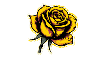Yellow Rose Tattoo Design Vintage Floral Illustration