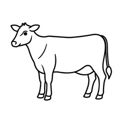 Cow standing on four legs black line drawing
