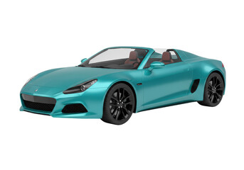 Isolated bright-teal roadster sports car for advertising and design projects, studio shot