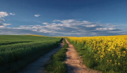 Fototapeta premium Country road through vibrant fields