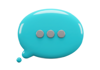 Isolated turquoise speech bubble with ellipses for text messaging and social media usage
