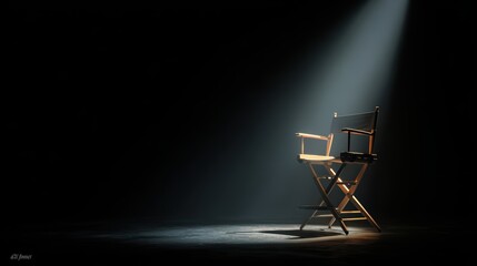 Directors Chair Illuminated by a Dramatic Backlight, Ideal for HighImpact Campaigns Inspiring Creativity and Focus.