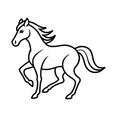 Galloping horse minimalist line art outline