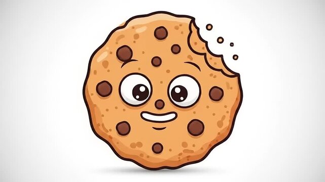 Cute Cartoon Cookie Character Set with Different Expressions and Bite Marks