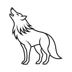 Wolf howling standing outline drawing