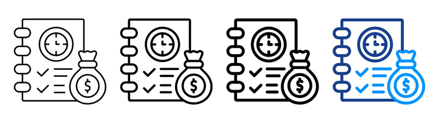 Budget Planning Icon Different Style Outline Collection Set