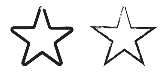 Star icon with grunge texture icon. Vintage retro style Black silhouette star Grungy artistic template isolated on white background. Vector illustration