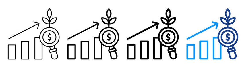 Investment Analysis Icon Different Style Outline Collection Set