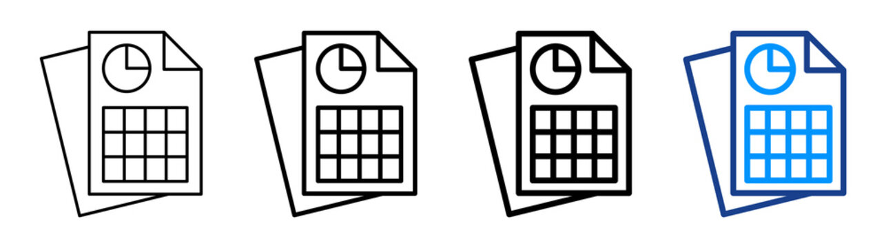 Datasheet Icon Different Style Outline Collection Set