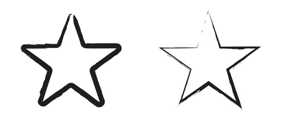 Star icon with grunge texture icon. Vintage retro style Black silhouette star Grungy artistic template isolated on white background. Vector illustration