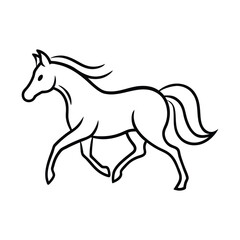 Running horse minimalist line art drawing