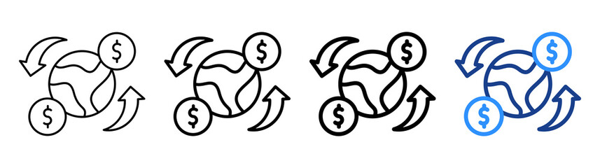 World Financial Icon Different Style Outline Collection Set