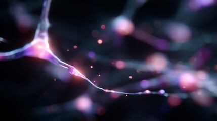 Visual representation of neural connections showcasing electrical impulses in a dark environment