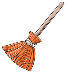 Cartoon Style Orange Broom Illustration