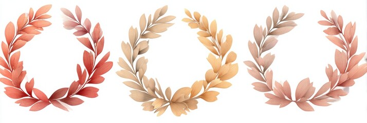 Obraz premium Decorative Leaf Wreath Designs in Varying Shades, Suitable for Autumn-Themed Crafts and Celebrations This Fall Season