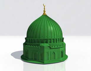 Green Domed Islamic Structure with Crescent Finial and Arched Base
