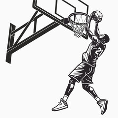 Dynamic basketball dunk silhouette vector graphic for sports and athletic designs