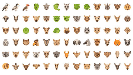 Animal Emoticons Vector Set | Birds, Mammals, Reptiles Emoji Icons Collection