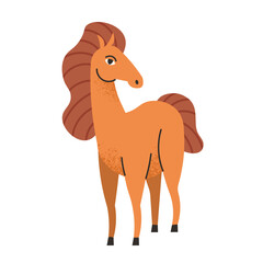 Brown horse on a white background. Vector mascot for 2026, Chinese New Year symbol