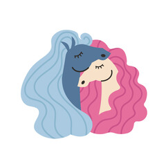 Pair of horses in love for Chinese New Year. Vector character, mascot for 2026, isolated